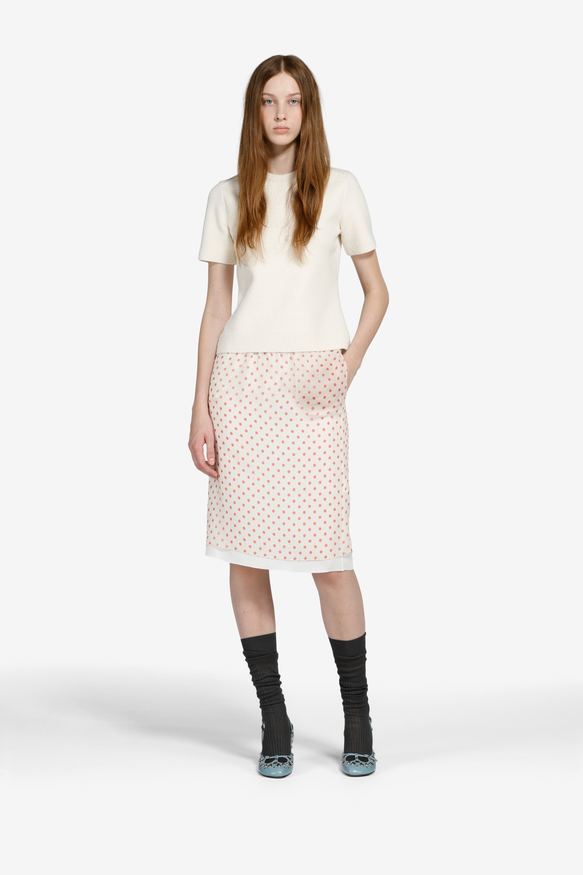 Polka dot pencil skirt