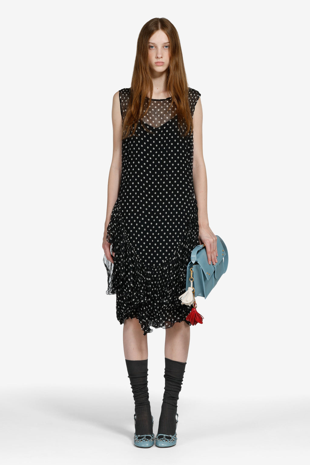 Polka dot dress with ruffles