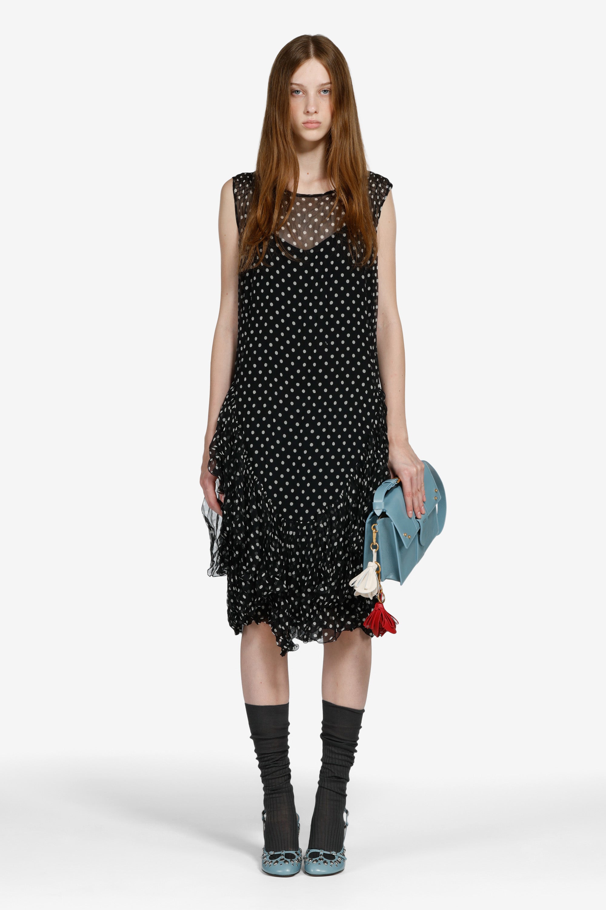 Polka dot dress with ruffles