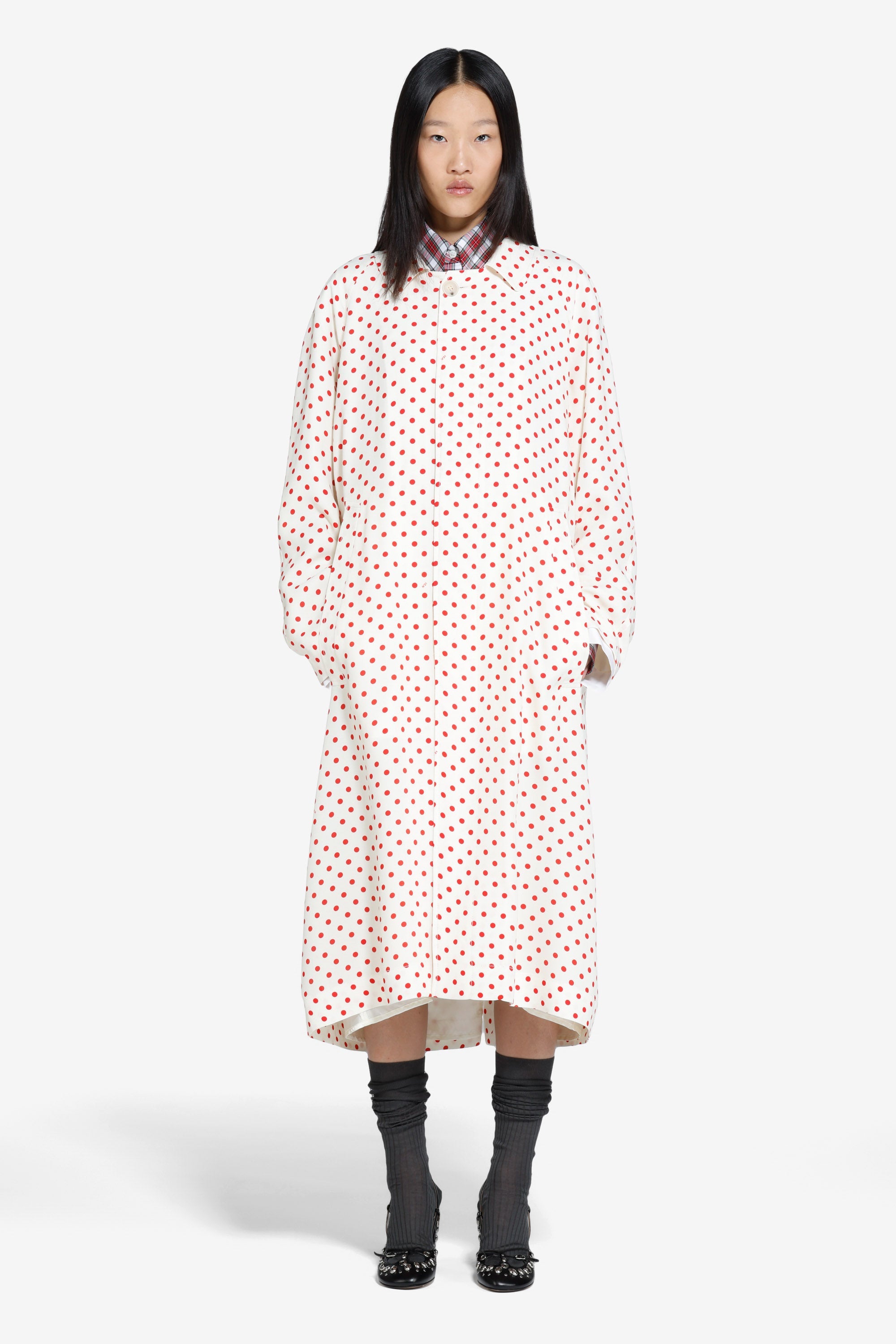 Polka dot long coat