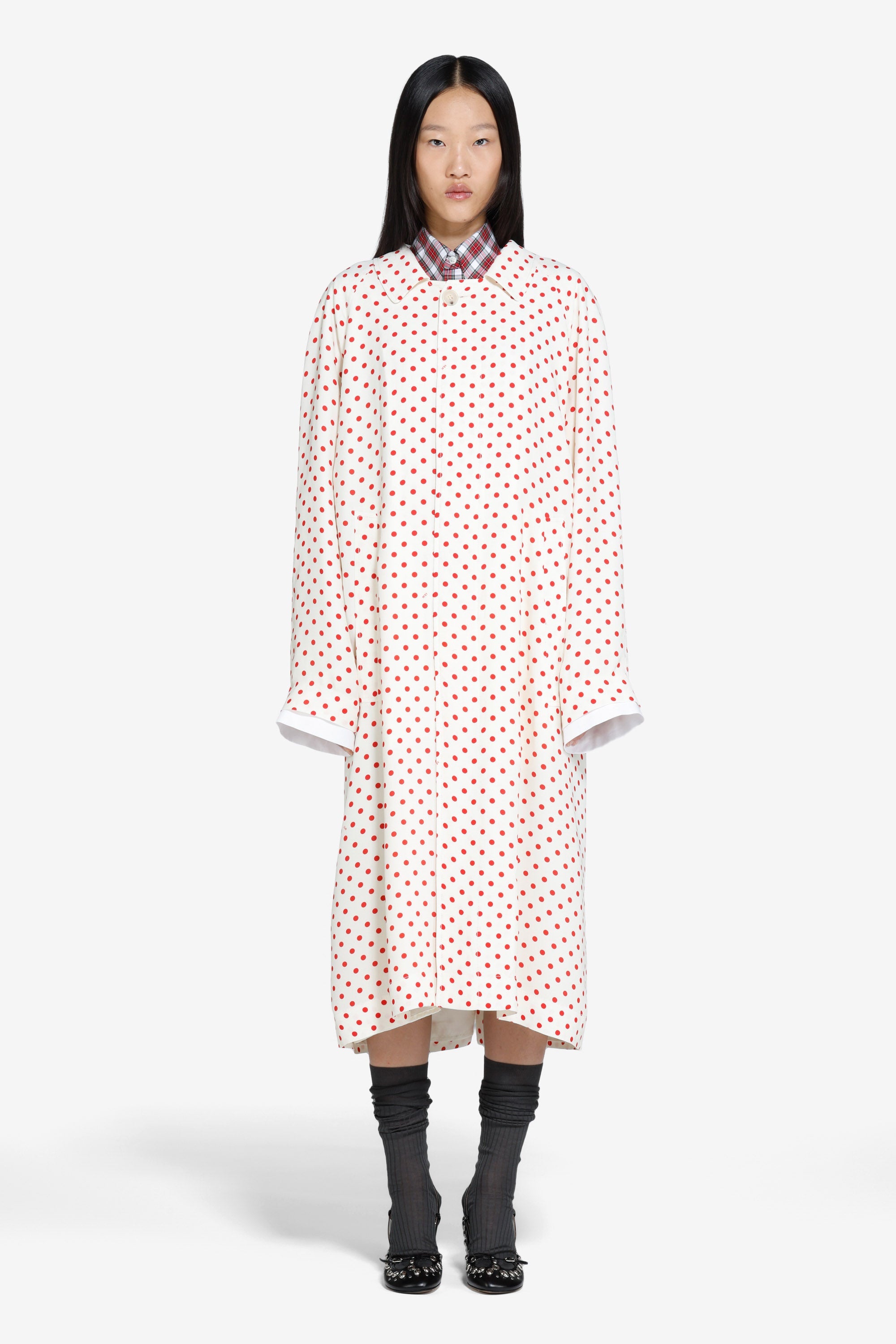 Polka dot long coat