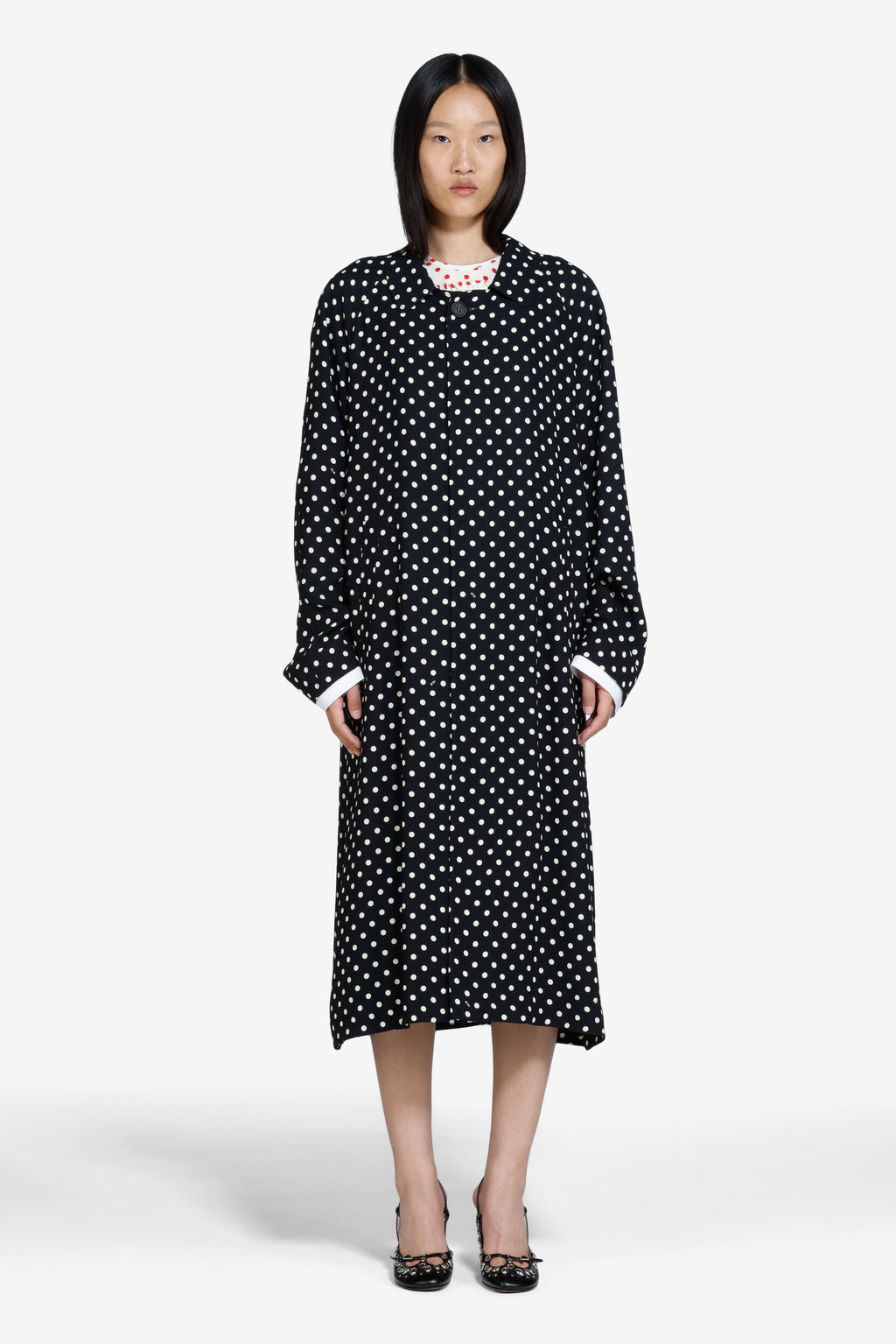 Polka dot long coat