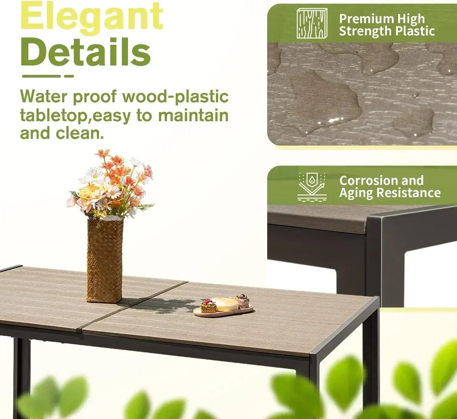 Homall Patio Dining Set 7 Pieces Outdoor Furniture with Large Table and 6 Textilene Chairs