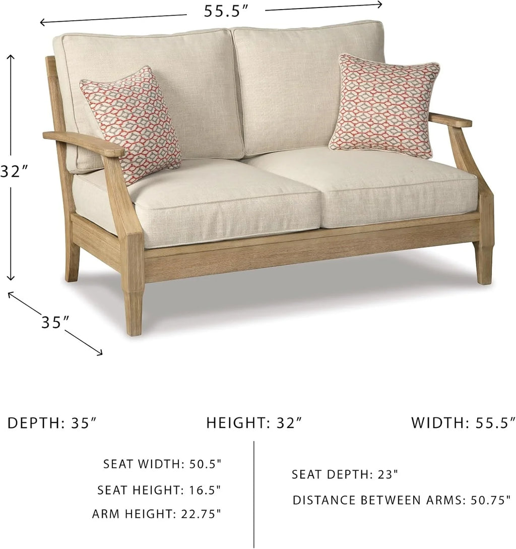 Coastal view outdoor terrace eucalyptus sofa