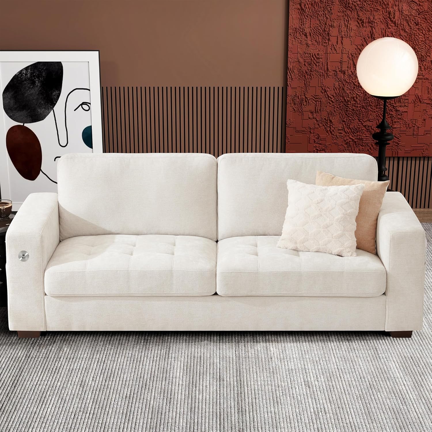 111.4 Inch L Shaped Modern Sofa Modular Cloud Sofa with Ottoman 4 Seater Chenille Deep Seat Sofa