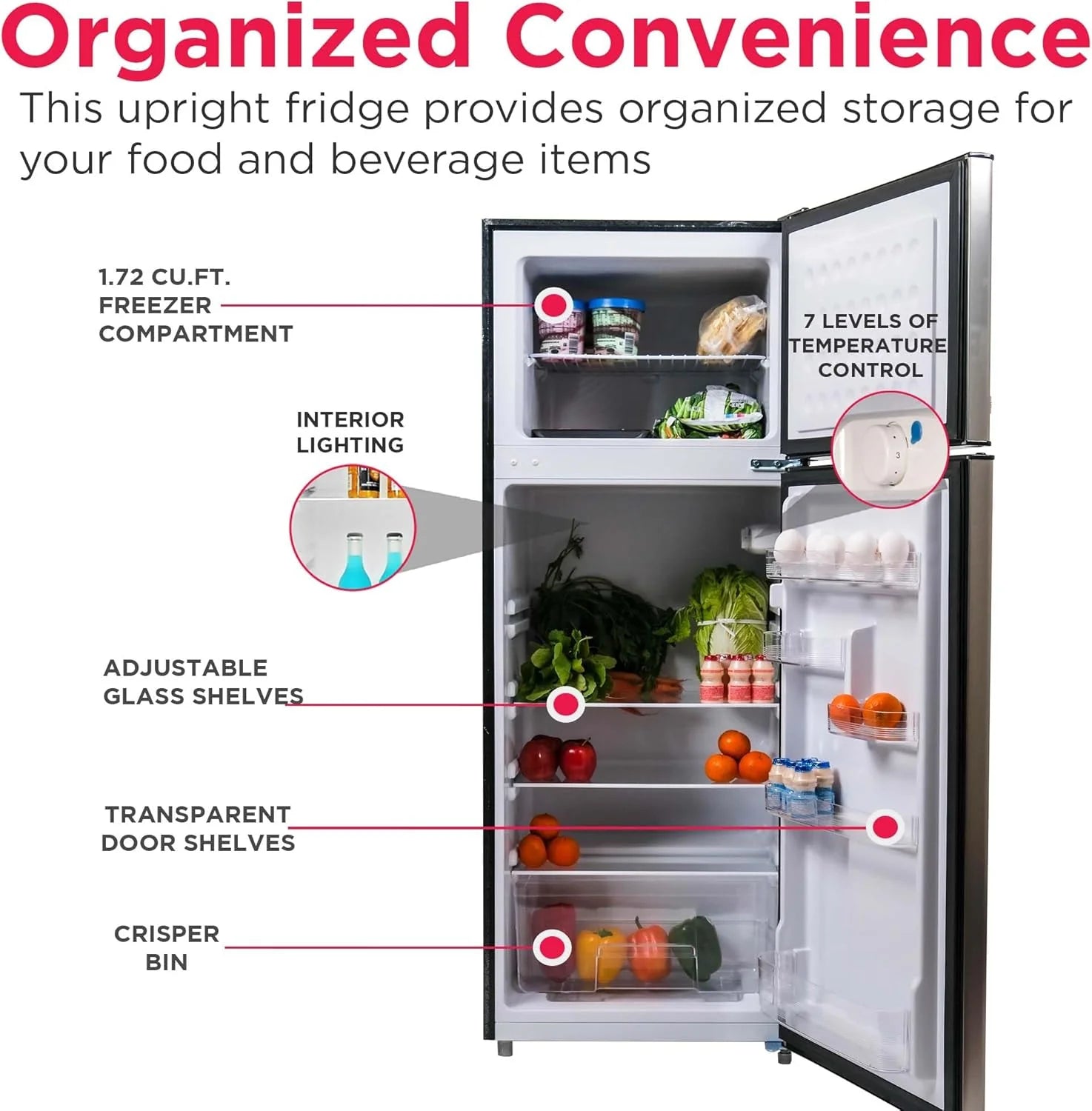 Frigidaire, 2 Door Apartment Size Refrigerator/Freezer Combo, 7.5 cu ft